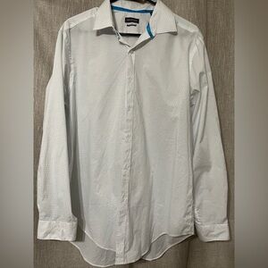 Van Heusen White polka dot Dress Shirt Classic Cotton size large